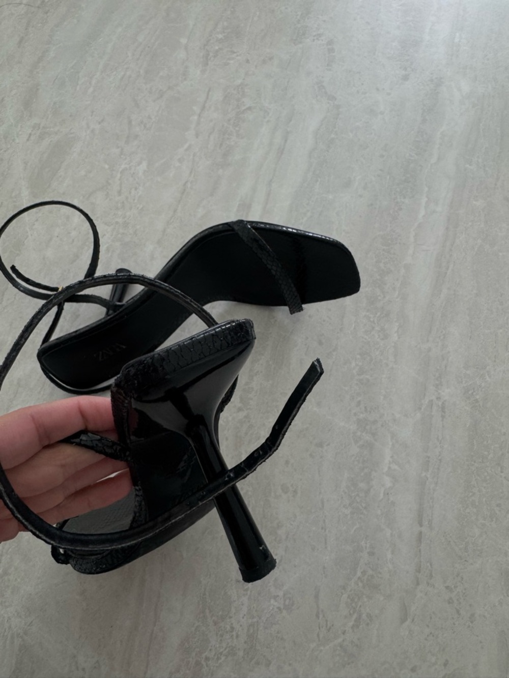 Zara Black Square-Toe Strappy Heels - Picture 4 of 6
